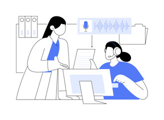 Medical transcription isolated cartoon vector illustrations.