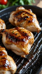 Grilling chicken with a brush of marinade.