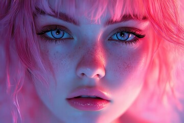 anime girl with a whimsical twist surrounded by cool grunge elements and surreal landscapes featuring retro colors evoking a nostalgic yet fresh vibe with a negative photocopy effect