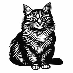 Obraz premium A black and white coloring book with an illustration of a cat, creating a platform for children's creativity. Promotes the development of creativity and perseverance.