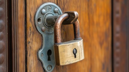 Fototapeta premium Keeping Intruders Away with a Focused Look at a Locked Door