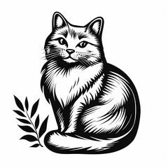 Obraz premium Coloring page with a cat, black and white outline. A great opportunity for children to show their imagination and artistic skills.