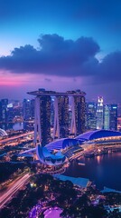 Obraz premium Singapore cityscape Singapore night view image