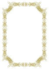 Golden vintage frame A4 format with original openwork ornament. Version 9. Vector illustration