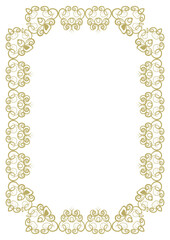 Golden vintage frame A4 format with original openwork ornament. Version 10. Vector illustration