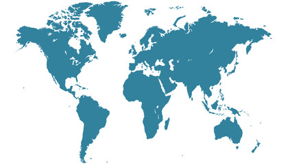 World map. Blue modern vector map. Silhouette map.