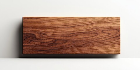 Naklejka premium An isolated 3D wooden plaque with a classic rectangular design, showcasing a smooth surface and subtle wood grain details, placed against a simple white backdrop