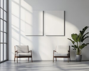 Modern Scandinavian Interior Mockup with Minimalist Design and Wooden Furniture