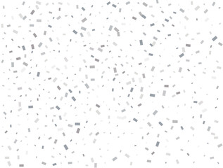 Magic silver Rectangular glitter confetti background. White festive texture.