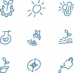 Set of hand drawn gardening icons
