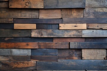 Naklejka premium Repurposed and Varied Widths Timber Wall with Gritty Rustic Textures in a Contemporary Urban Modern Loft Design Interior