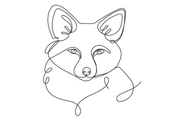 Doodle Fox Line Portrait. Editable Abstract Fox Logo Vector Line Sketch. Simple Curve Line Fox Symbol Silhouette Icon Design Isolated on White Background	
