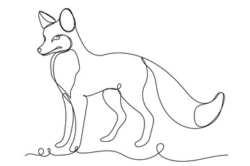 Doodle Fox Line Portrait. Editable Abstract Fox Logo Vector Line Sketch. Simple Curve Line Fox Symbol Silhouette Icon Design Isolated on White Background	
