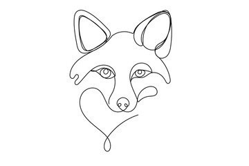 Doodle Fox Line Portrait. Editable Abstract Fox Logo Vector Line Sketch. Simple Curve Line Fox Symbol Silhouette Icon Design Isolated on White Background	
