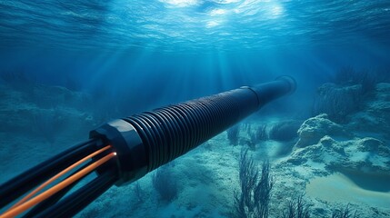 high-speed internet connectivity and data transmission enabled by submarine fiber-optic cables used for global underwater communication and enhancing worldwide network infrastructure