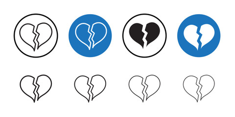 Broken heart icon Thin line art collection