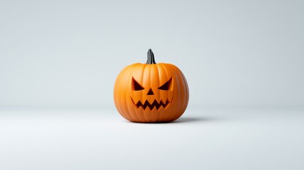 Halloween Jack-o'-lantern: A menacing grin etched into an orange pumpkin, ready to greet trick-or-treaters.  Perfect for Halloween decorations and spooky season themes.
