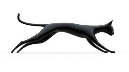 Obraz premium Sleek Black Panther in Motion: A stylized, minimalist sculpture of a black panther in mid-stride, exuding power, grace, and predatory elegance.