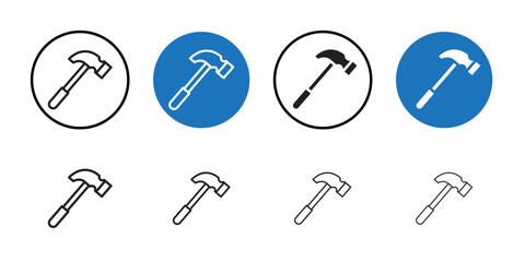 Hammer icon Thin line art collection