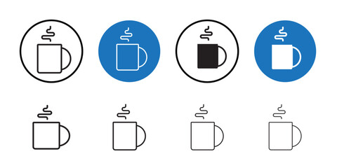 Hot coffee cup icon Thin line art collection