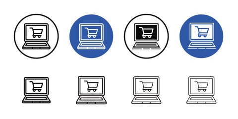 Online shopping icon Thin line art collection