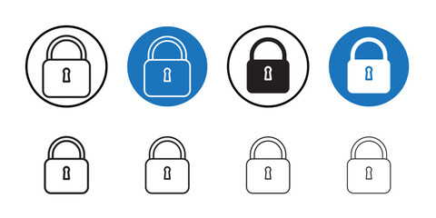 Padlock icon Thin line art collection