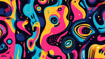 Fototapeta premium A funky abstract pattern with bold colors and shapes.