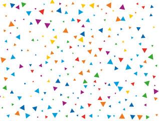 Rainbow Triangular Confetti. Confetti celebration, Falling rainbow abstract decoration for party, birthday celebrate, anniversary or event, festive. Festival decor. Vector illustration.
