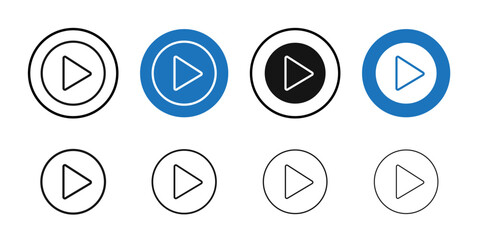 Play Button icon Thin line art collection