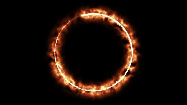 Abstract orange fire line circle animation. 