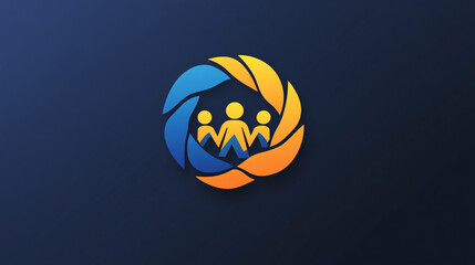 Fototapeta premium A friendly logo for a community center, featuring people and teamwork.