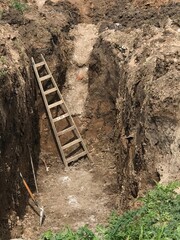 ladder to go down into the well at the construction site