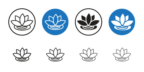 Water lily icon Thin line art collection