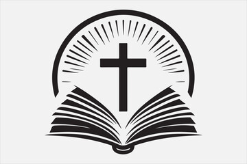 Silhouette of a holy Bible and cross