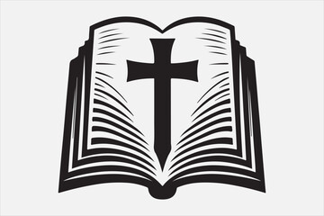 Silhouette of a holy Bible and cross