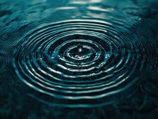 Fototapeta premium A single droplet of water creating expanding ripples that form mathematical graphs, Water and calculus, Wave motion and math
