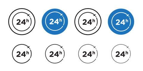24 hours icon Thin line art collection