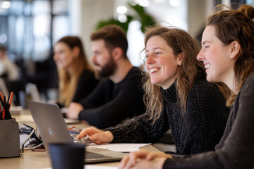 Collaborative Teamwork in a Modern Office Setting