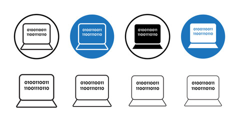 Binary code icon Thin line art collection