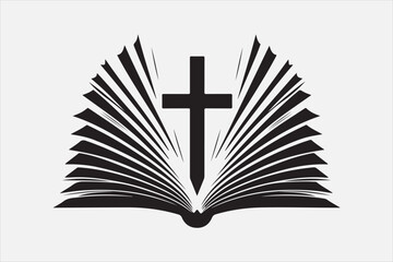 Silhouette of a holy Bible and cross
