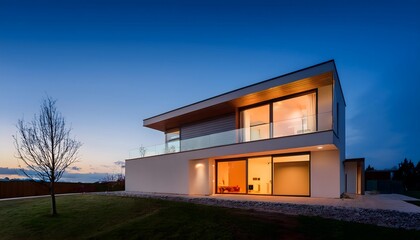 Modern house at night