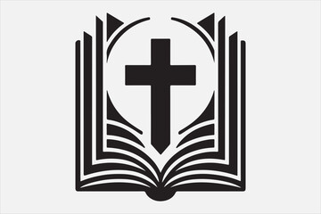 Silhouette of a holy Bible and cross