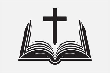 Silhouette of a holy Bible and cross