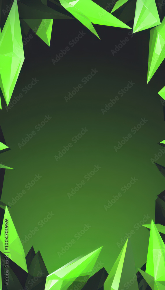 Canvas Prints Dark green gradient with sharp crystal border and empty text area for text.