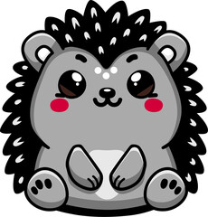 Cute Forest Hedgehog Illustration in PNG, Adorable Woodland Animal Design for Nature-Themed Projects and Children's Decor