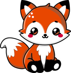 Cute Forest Fox Illustration in PNG – Adorable Design Featuring a Charming Red Fox for Nature and Wildlife Themes