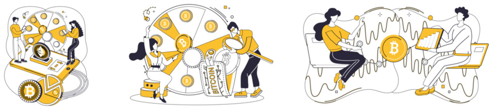 Cryptocurrency vector illustration. Finance. Bitcoin, blockchain and cryptocurrency concepts digital currency and blockchain Business, canvas, paints masterpiece innovation as cryptocurrency