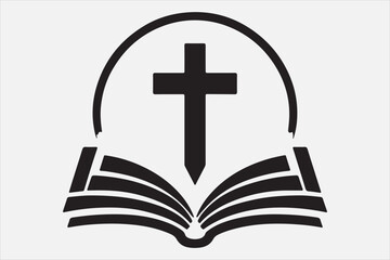 Silhouette of a holy Bible and cross