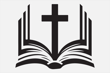 Silhouette of a holy Bible and cross