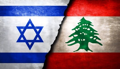Flags of Israel and Lebanon